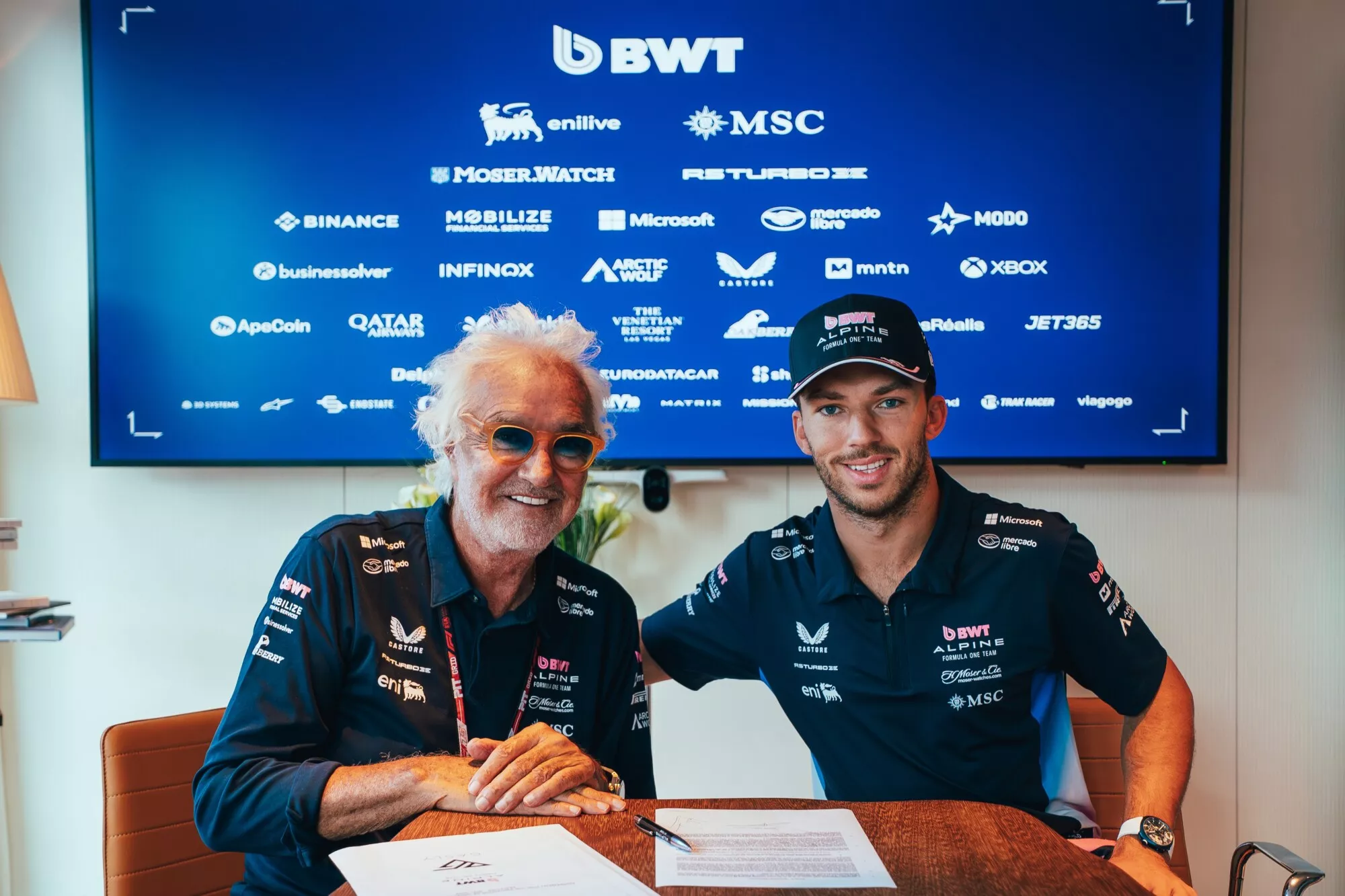 Alpine's Pierre Gasly and Flavio Briatore signing new long-term contract ahead of 2025 F1 Italian GP.