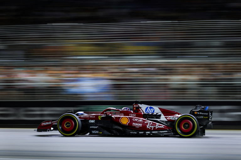 Charles Leclerc on track at the 2025 F1 Singapore Grand Prix