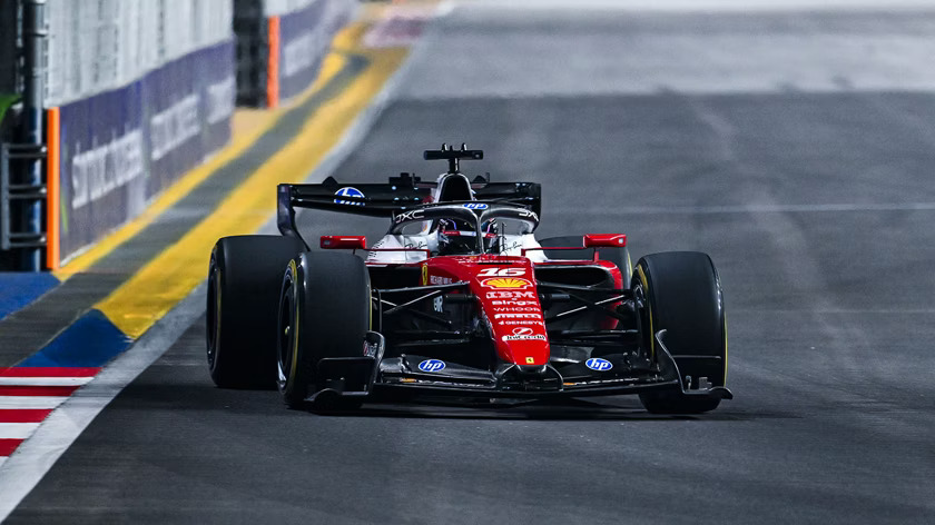 Charles Leclerc for Ferrari at the 2026 F1 Singapore GP- Friday