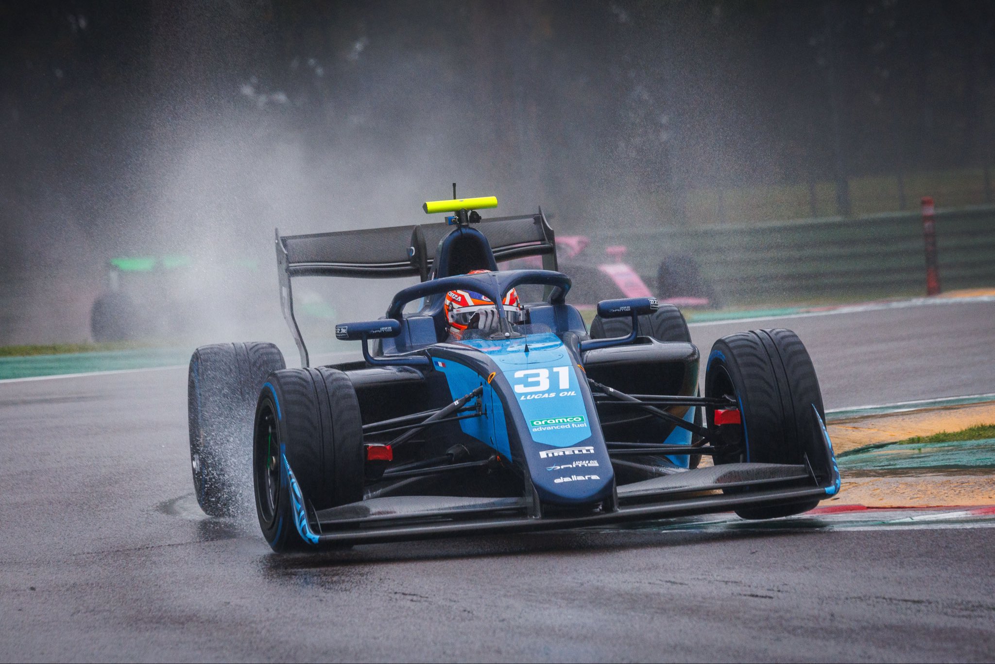 DAMS Lucas Oil F3 car out on track during the post-season test, ahead of Hubert's statements regarding their 2025 performance.