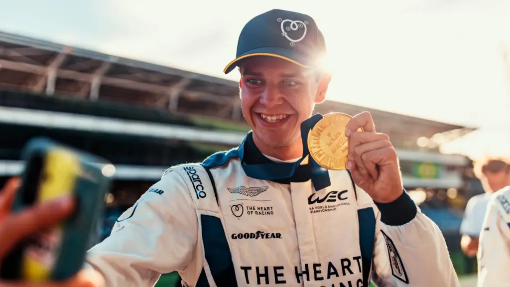 Will Stevens and Kobe Pauwels celebrate São Paulo poles after standout 2026 WEC Hyperpole laps for Cadillac and Aston Martin at Interlagos.