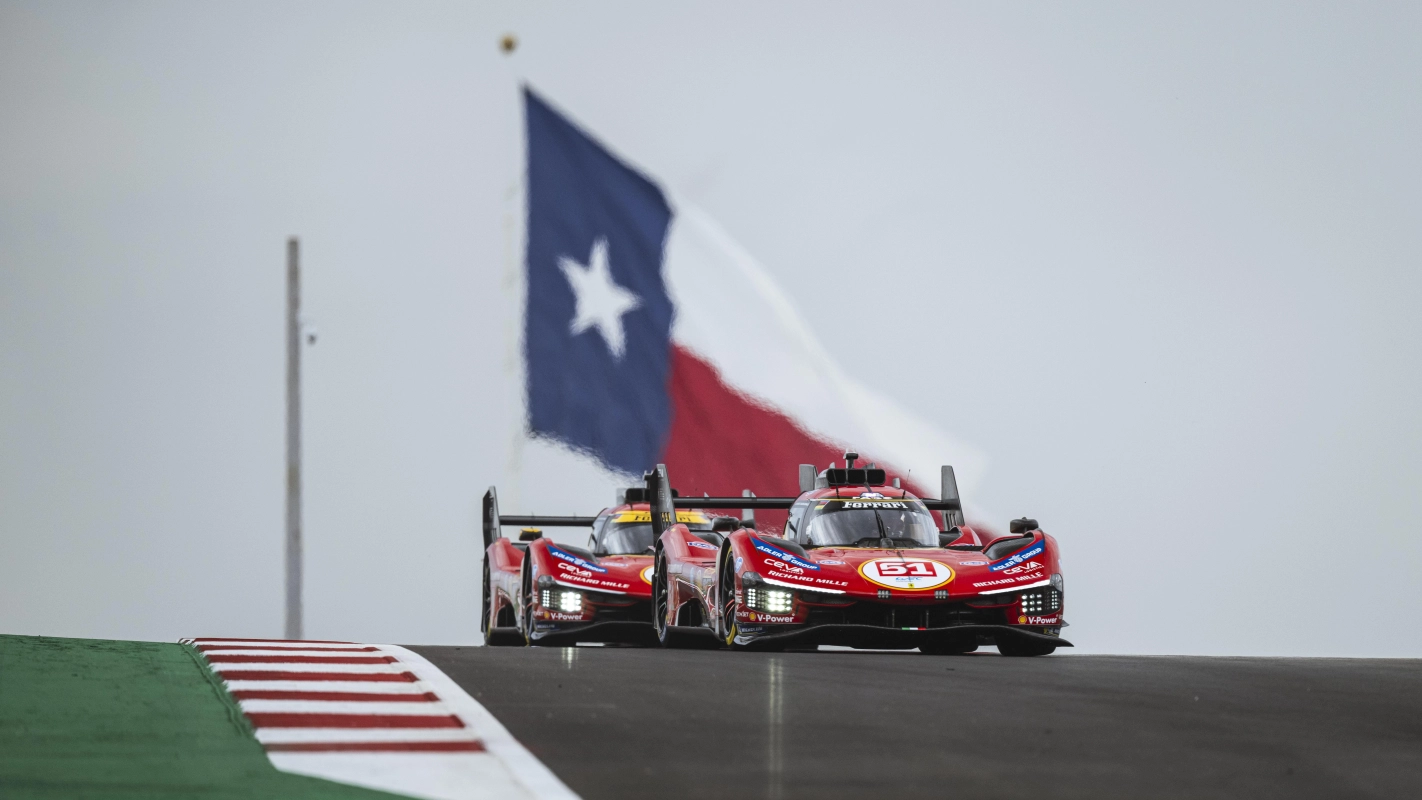 Antonio Giovinazzi led a Ferrari 1-2 in Lone Star Le Mans FP1 at COTA, while Tom Fleming put Garage 59 fastest in LMGT3.