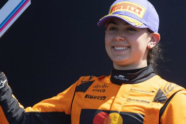 Lloyd reflects over necessary improvements after missing out on maiden win at the F1 Academy Canadian GP Rodin Motorsport's Ella Lloyd at the F1 Academy podium celebrations for the third race of the 2025 Canadian GP