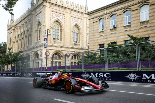Lewis Hamilton on track during practice at the 2025 F1 Azerbaijan GP