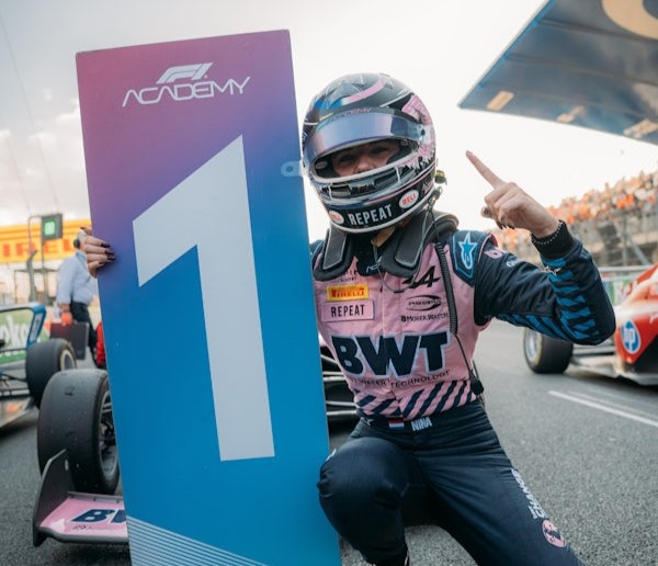 Prema Racing's star driver at the F1 Academy Dutch GP, Nina Gademan after her win in Race 1, according to Goffredo Pirro