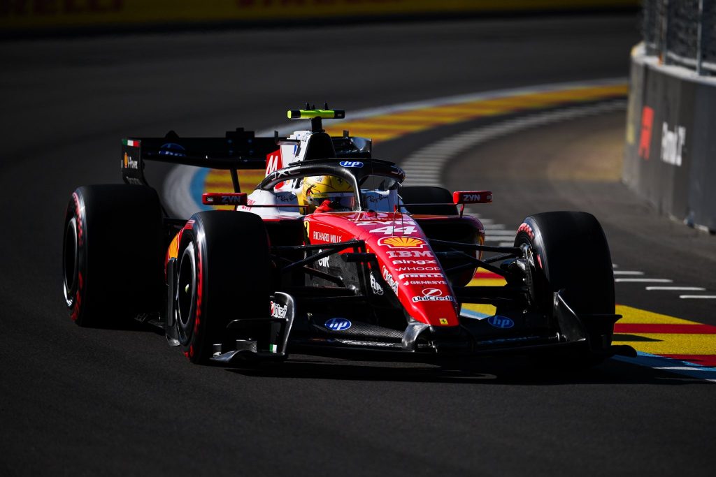 Lewis Hamilton on track for Ferrari at the 2026 Spanish GP.