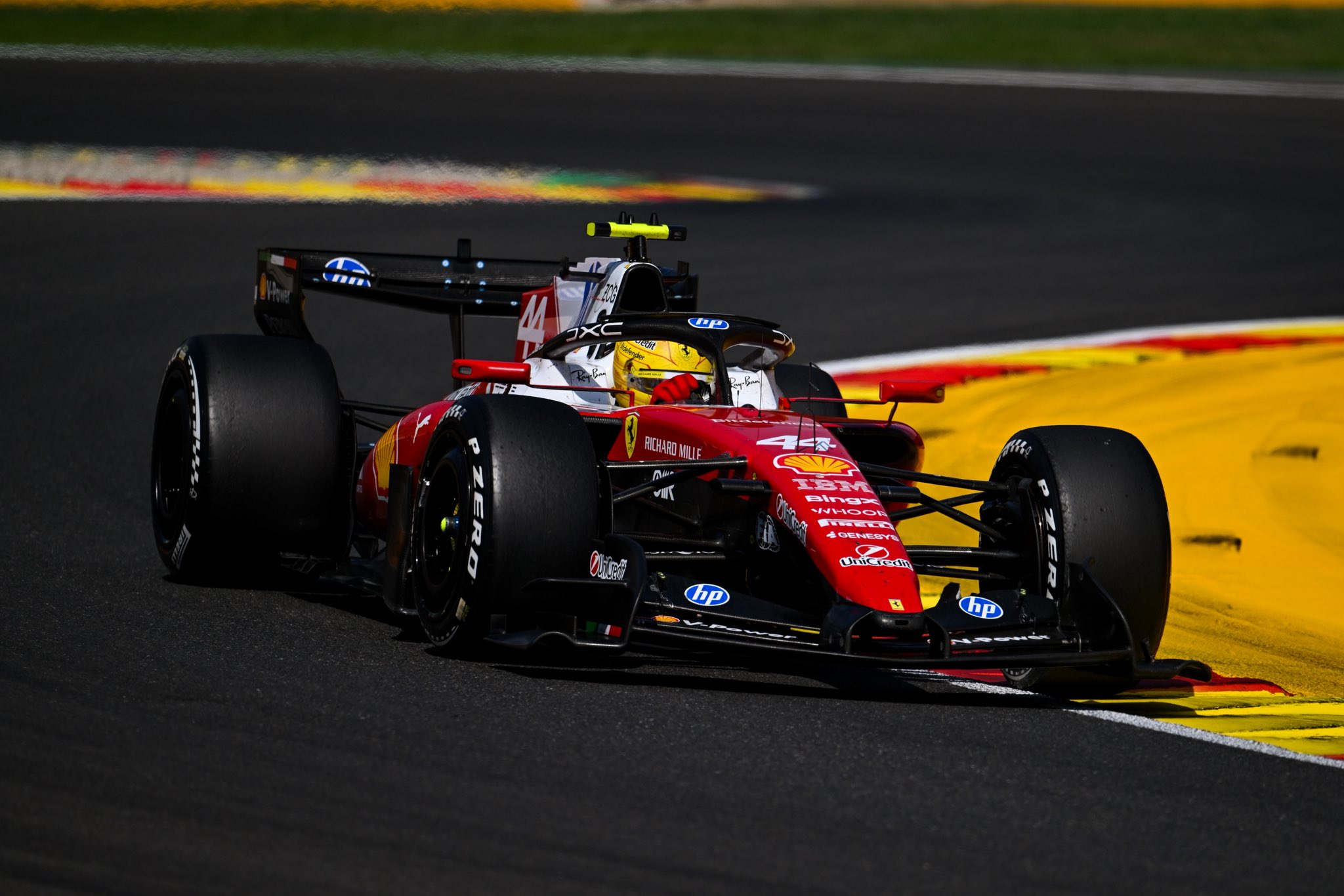 Lewis Hamilton out on track for Ferrari at the 2026 F1 Belgian GP.