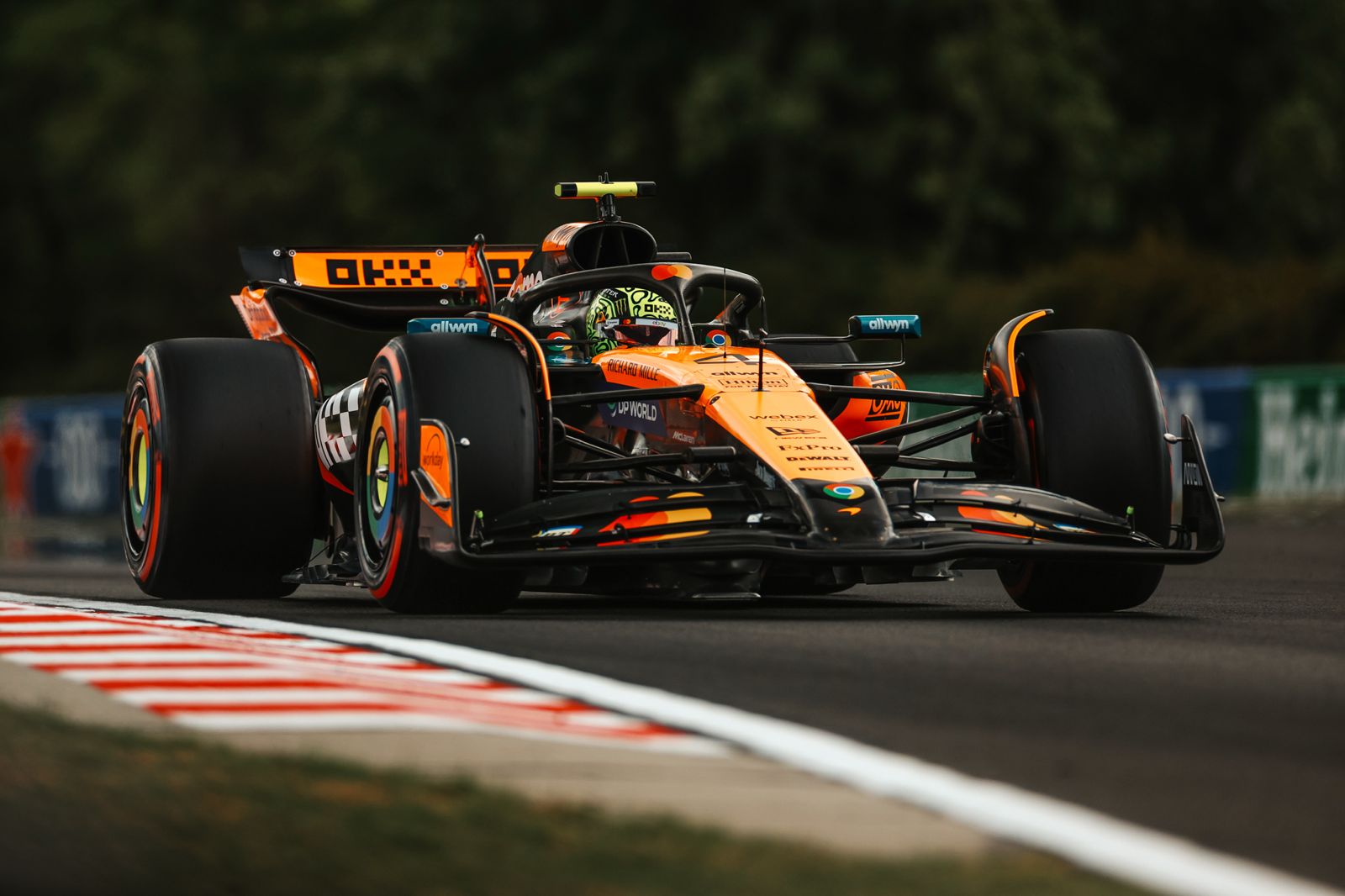 Lando Norris of McLaren F1 during practice for the F1 Hungarian GP