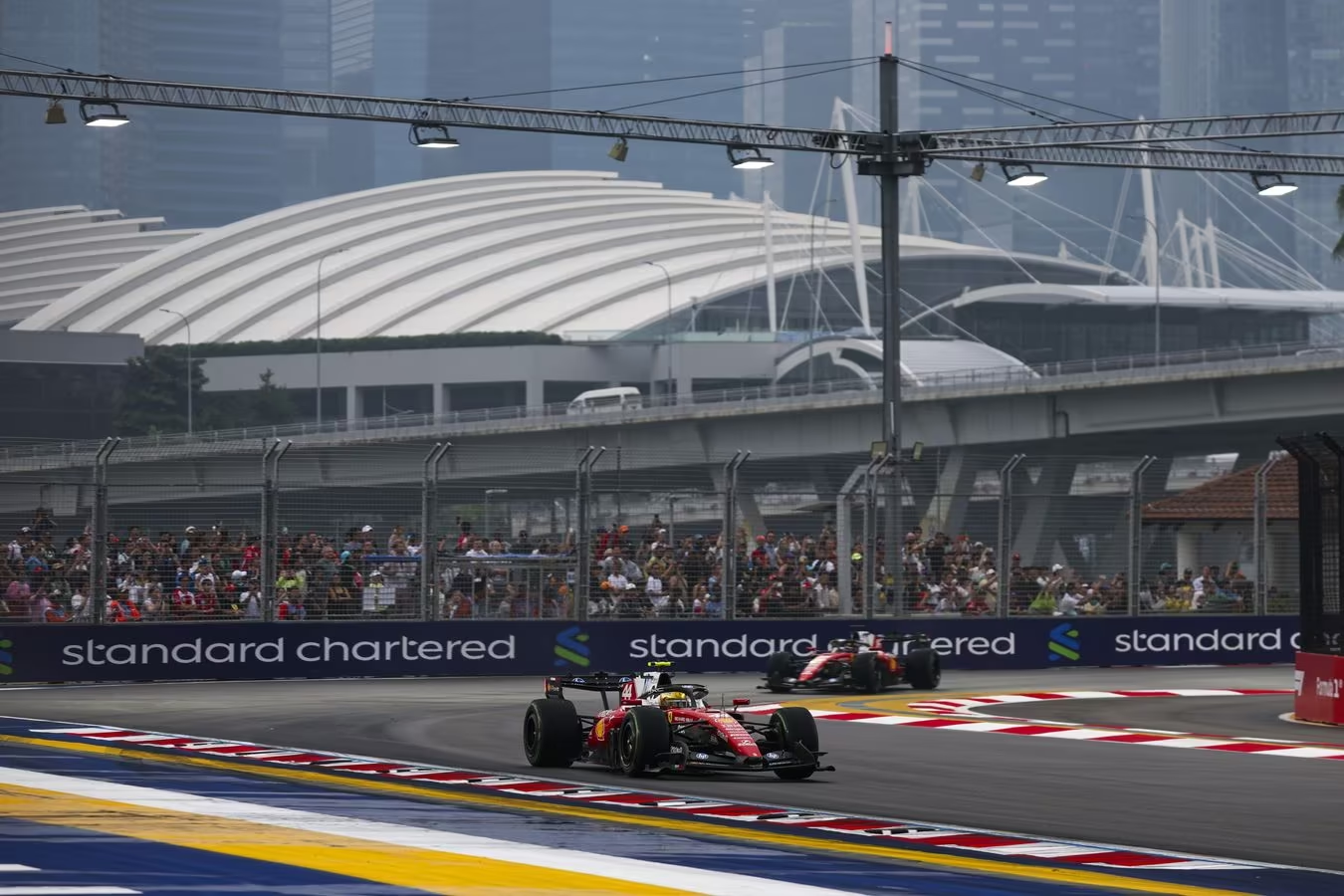 Ferrari driver Lewis Hamilton appeared disappointed to miss out on pole position during Qualifying at the 2026 F1 Singapore GP, settling for P3 behind Max Verstappen and teammate Charles Leclerc.