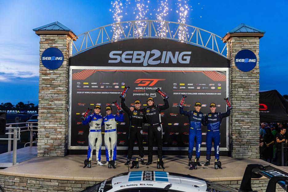 Turner Motorsport wins at 2026 GTWC America Sebring after late JMF heartbreak, as GMG Racing takes Pro-Am and AF Corse USA triumphs in the Am class.
