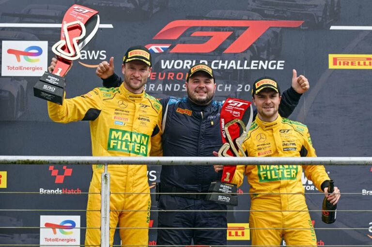 Maro Engel and Lucas Auer lead the GT World Challenge (GTWC) with skill, teamwork, and consistency in the Mann-Filter Mercedes-AMG.