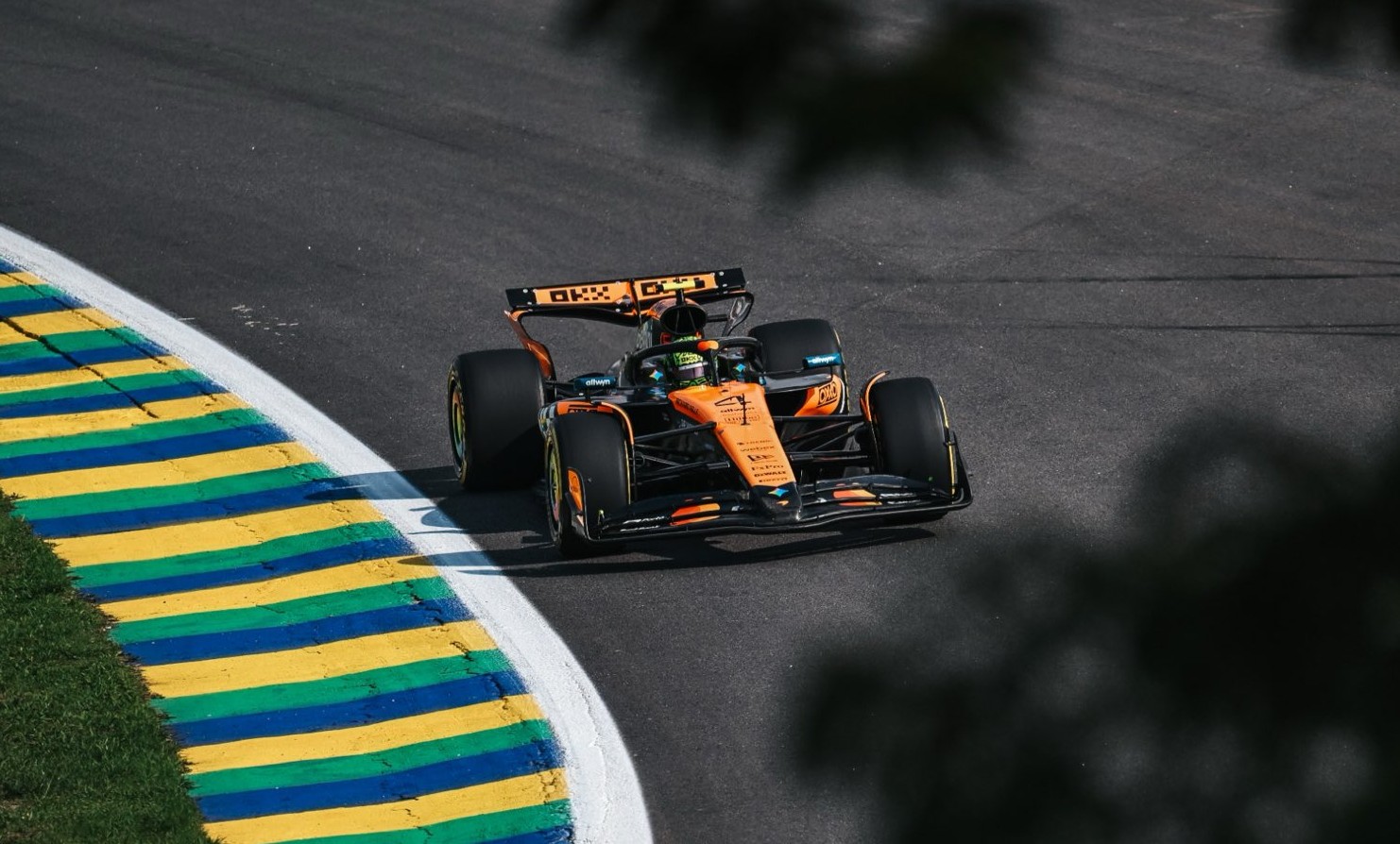 McLaren's Lando Norris around Interlagos after taking a dominant pole at the F1 São Paulo GP Sprint Qualifying