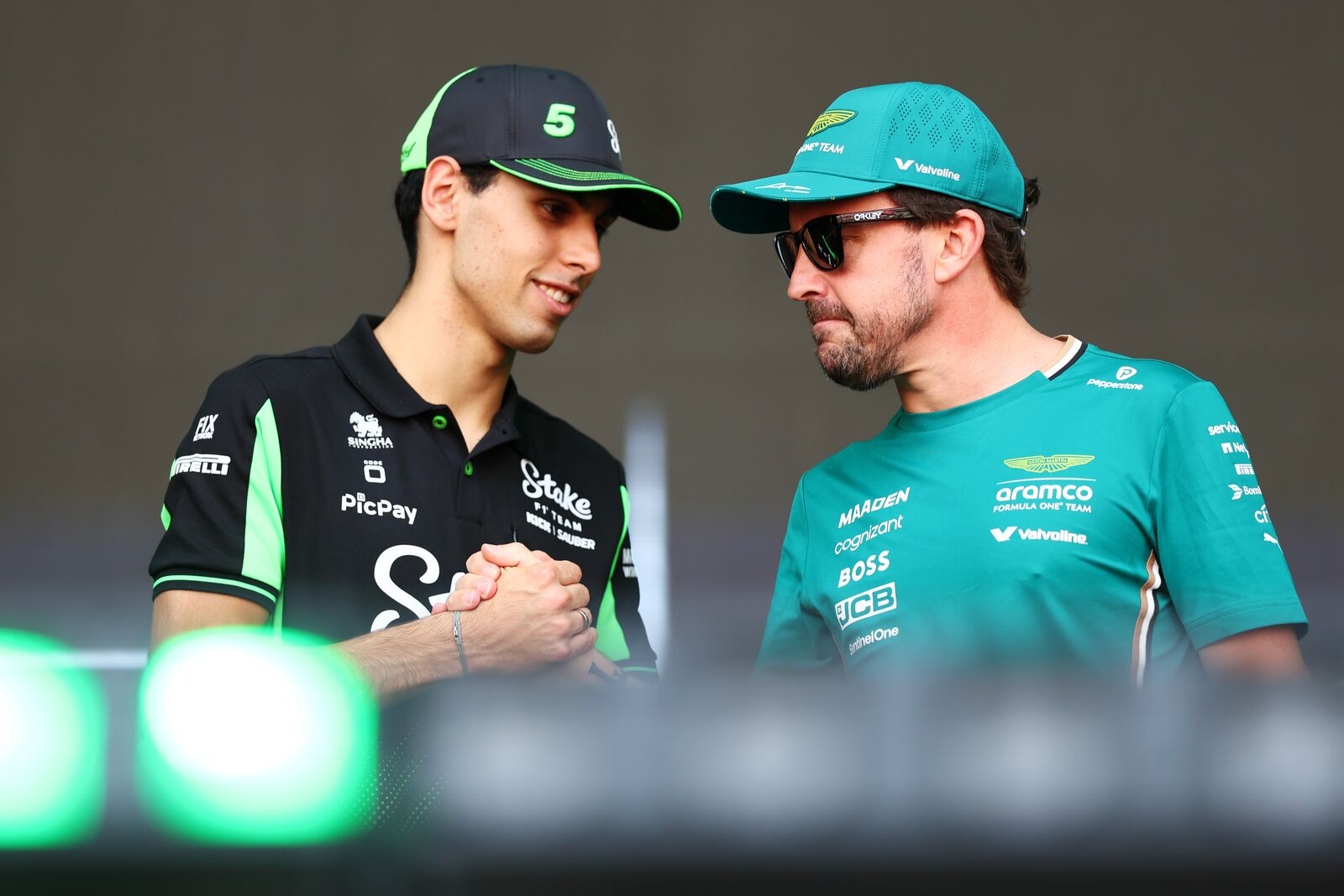 Aston Martin Driver Fernando Alonso and Sauber F1 rookie Gabriel Bortoleto
