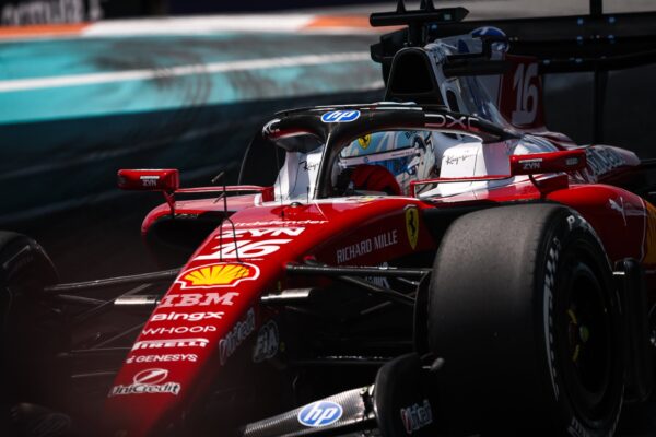Charles Leclerc on track during FP1 for the 2026 Miami F1 GP.