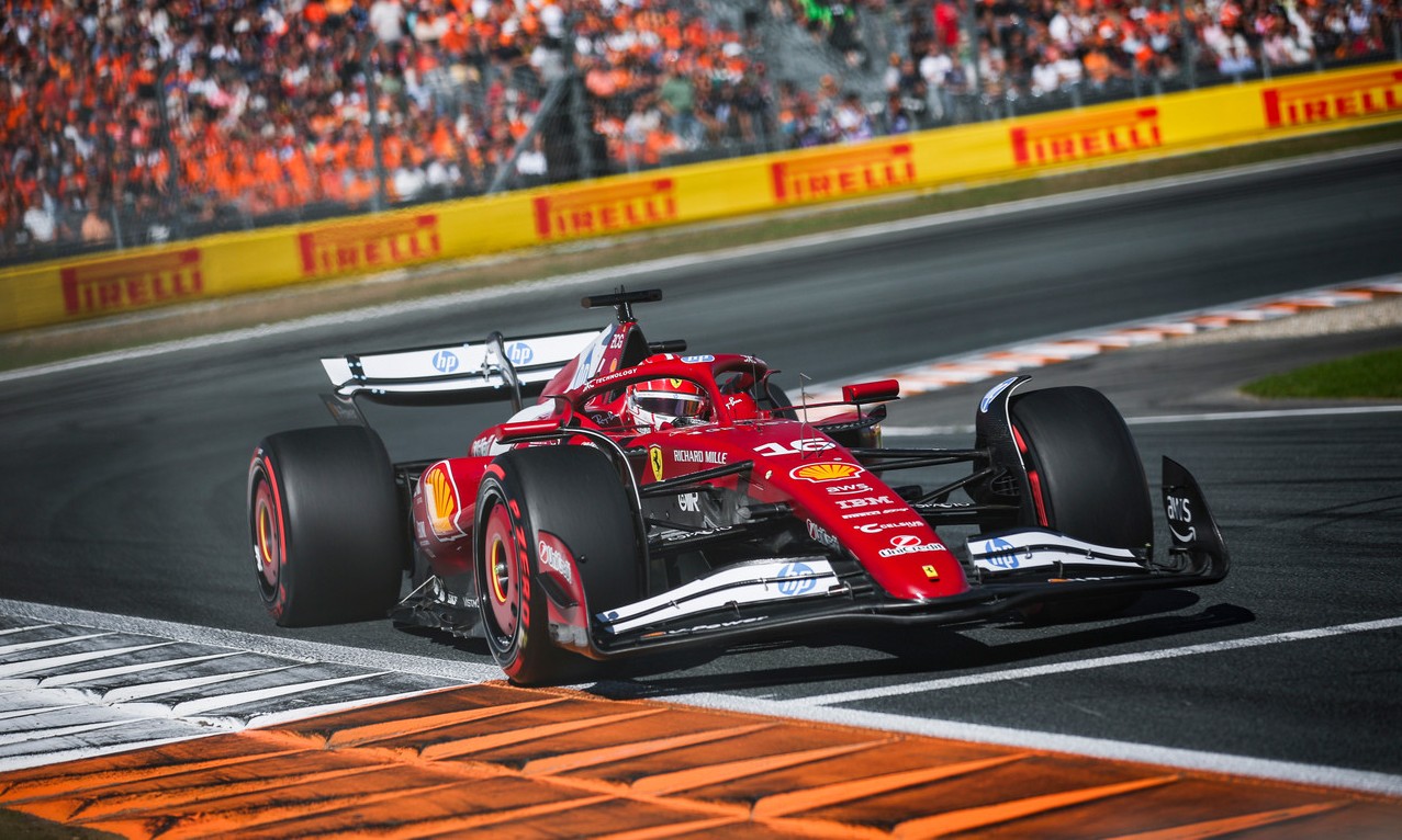 Scuderia Ferrari's Charles Leclerc on track during the 2025 F1 Dutch GP Qualifying session