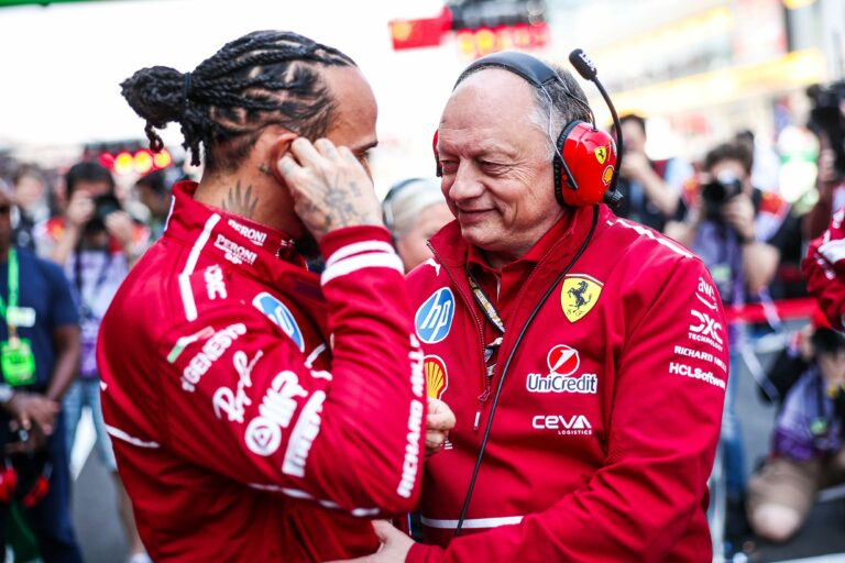 Lewis Hamilton and Fred Vasseur at the Chinese GP