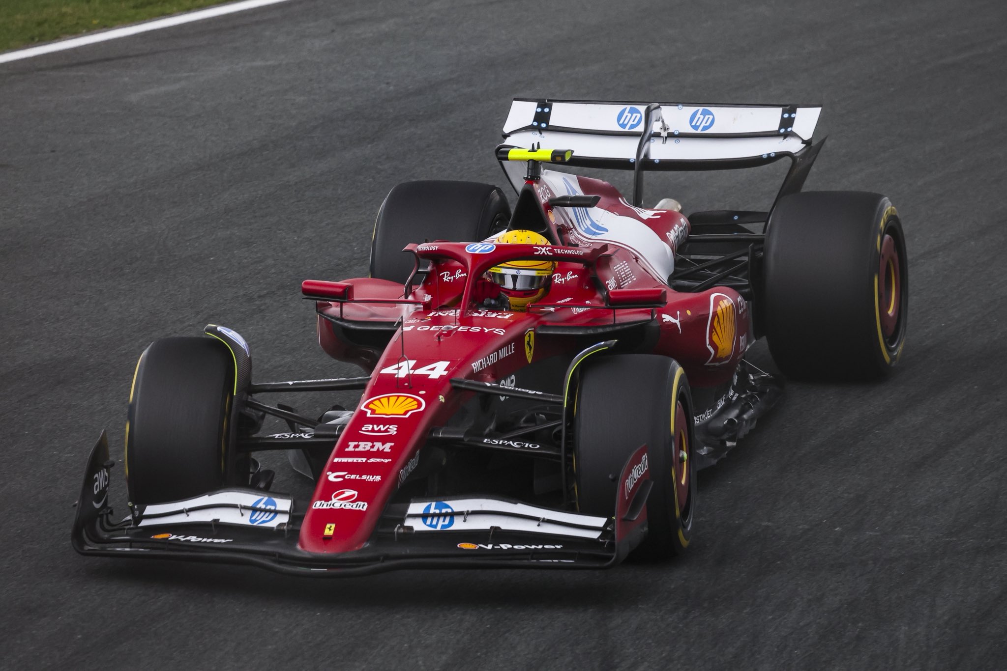 Scuderia Ferrari's Lewis Hamilton during the F1 Dutch GP, a few laps before his race ended due to a crash