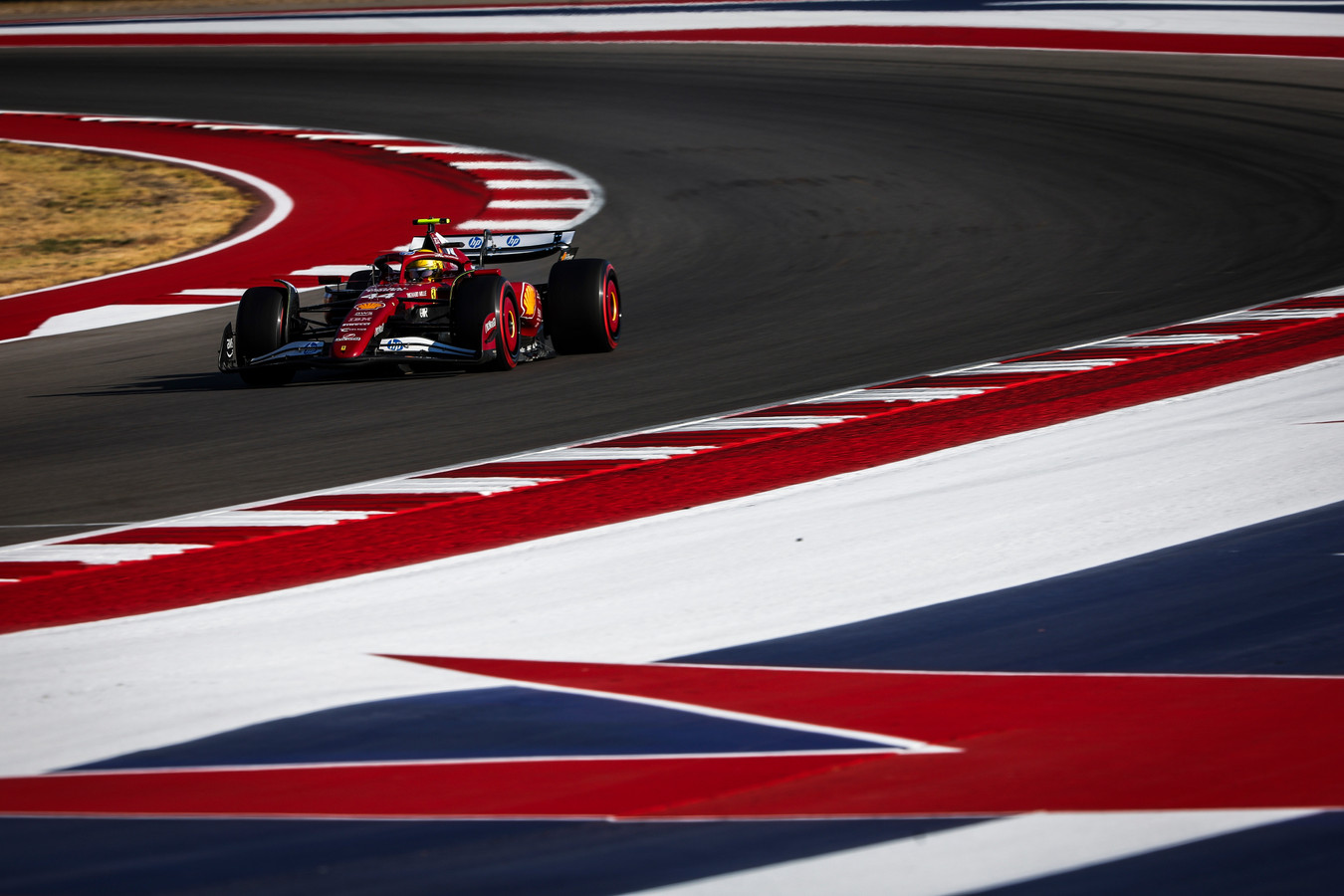 Lewis Hamilton drives his Ferrari SF-25 at the Circuit of the Americas during the F1 US GP 2025.