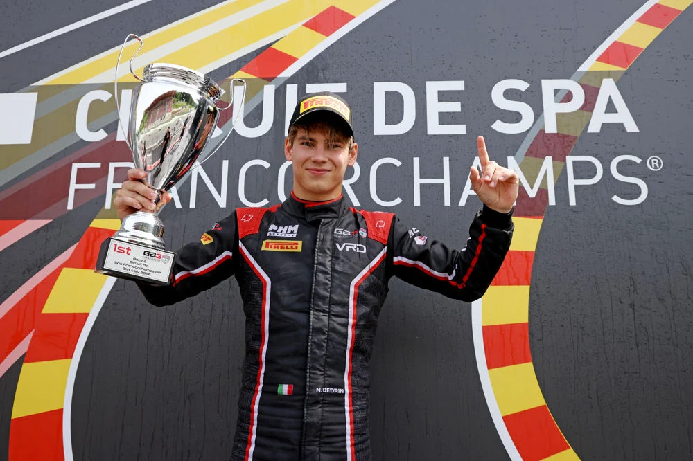 Nikita Bedrin claims a commanding 2026 GB3 Race 2 win at Spa, extending his championship lead ahead of Rehm and Molnar.