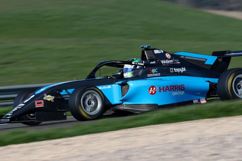 Alex O’Grady led Thursday GB4 testing at Donington Park by 0.007s from Enzo Hallman, with the top 14 covered by under one second.
