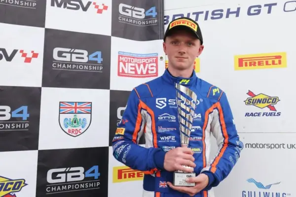 Archie Davies impressed on his GB4 debut at Silverstone with top-10 Qualifying pace and a podium for Scorpio Motorsport.