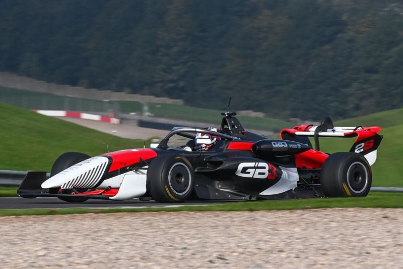John Bennett (currently racing for Van Amersfoort Racing in FIA Formula 2) test 2026 GB3 car at Donington Park