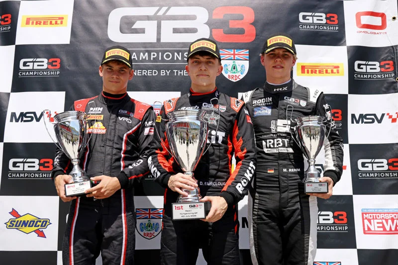 Fairclough, Bedrin and Rehm reflect on starts, restart moves and tyre management after GB3 Hungaroring Race 1.