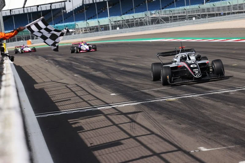 Deagen Fairclough claims his second GB3 win of the 2026 Silverstone weekend, beating Rowan Campbell-Pilling as Lucas Fluxa takes third.