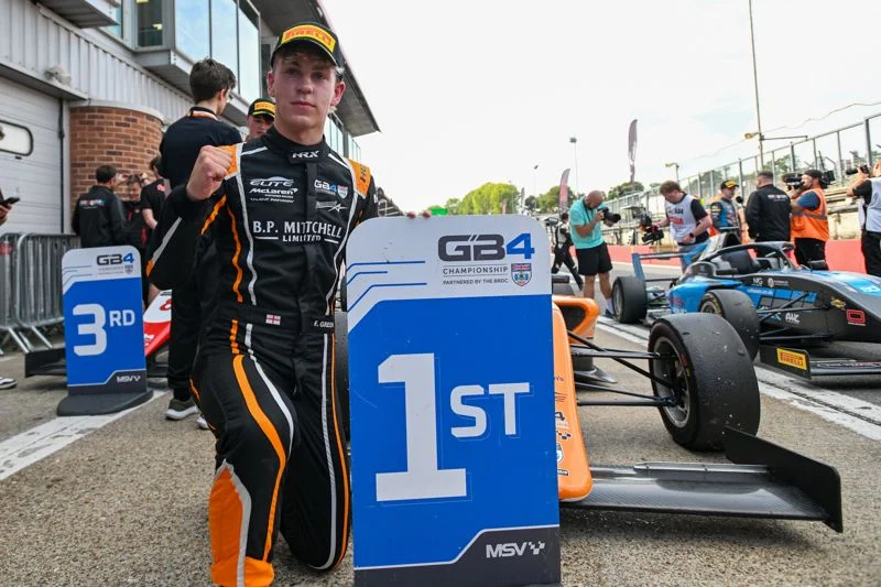 Fred Green takes his second Brands Hatch win, but Alex O’Grady finishes second to secure the 2026 GB4 Drivers’ Championship.