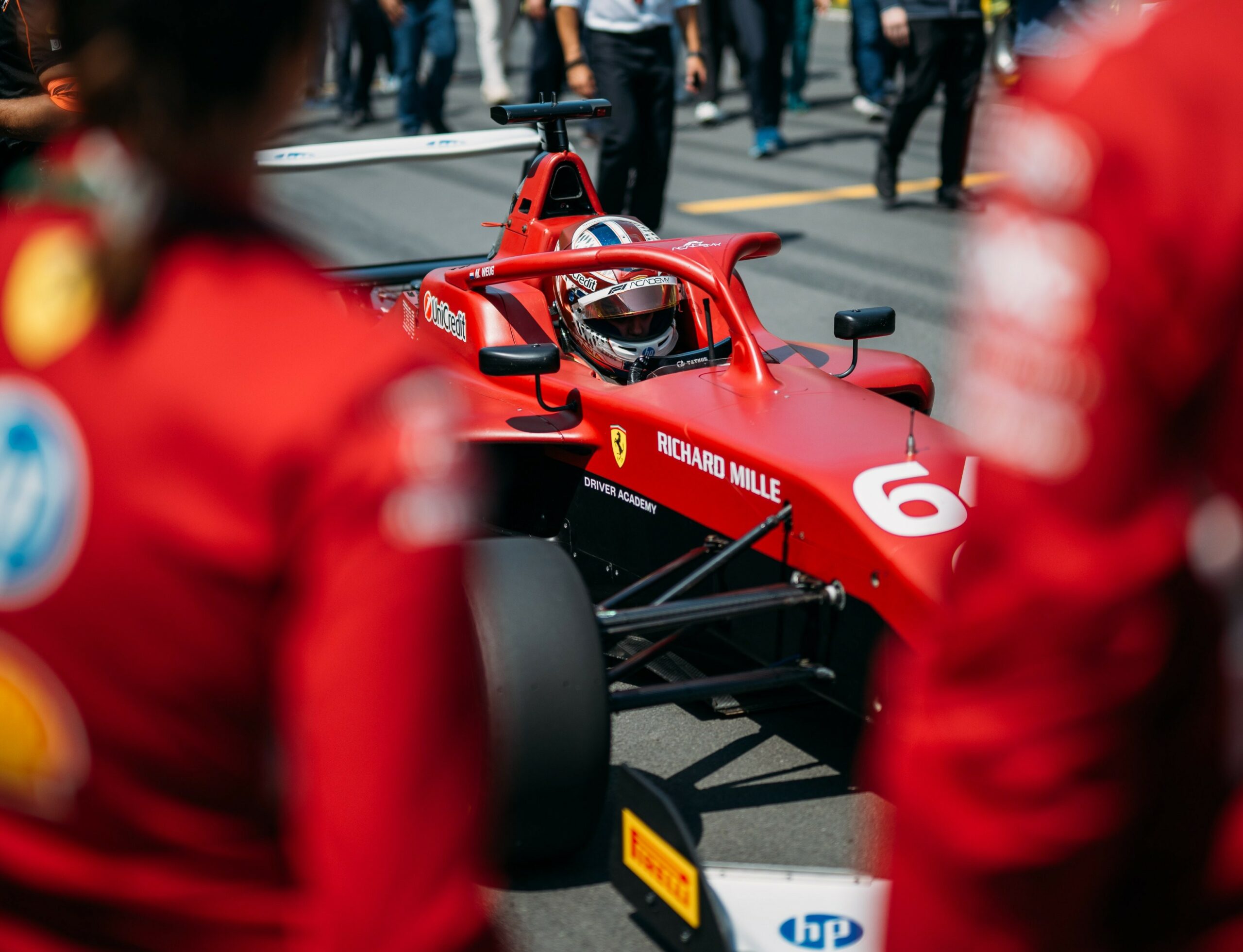 MP Motorsport and Ferrari Academy driver Maya Weug behind the wheel of her F1 Academy car in 2025