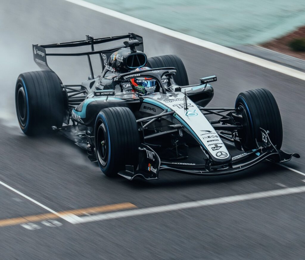 2026 Mercedes F1 cars out on track