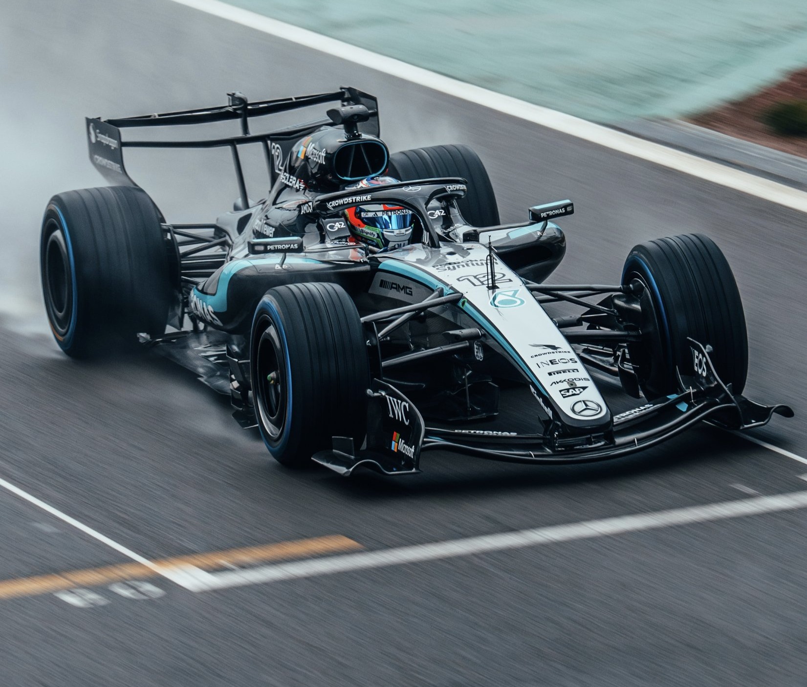 2026 Mercedes F1 cars out on track