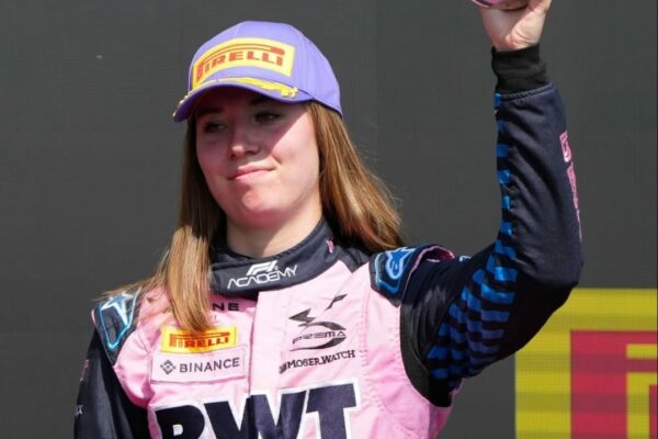 Nina Gademan on her first podium in the 2025 F1 Academy season at Race 1 of the Canadian GP