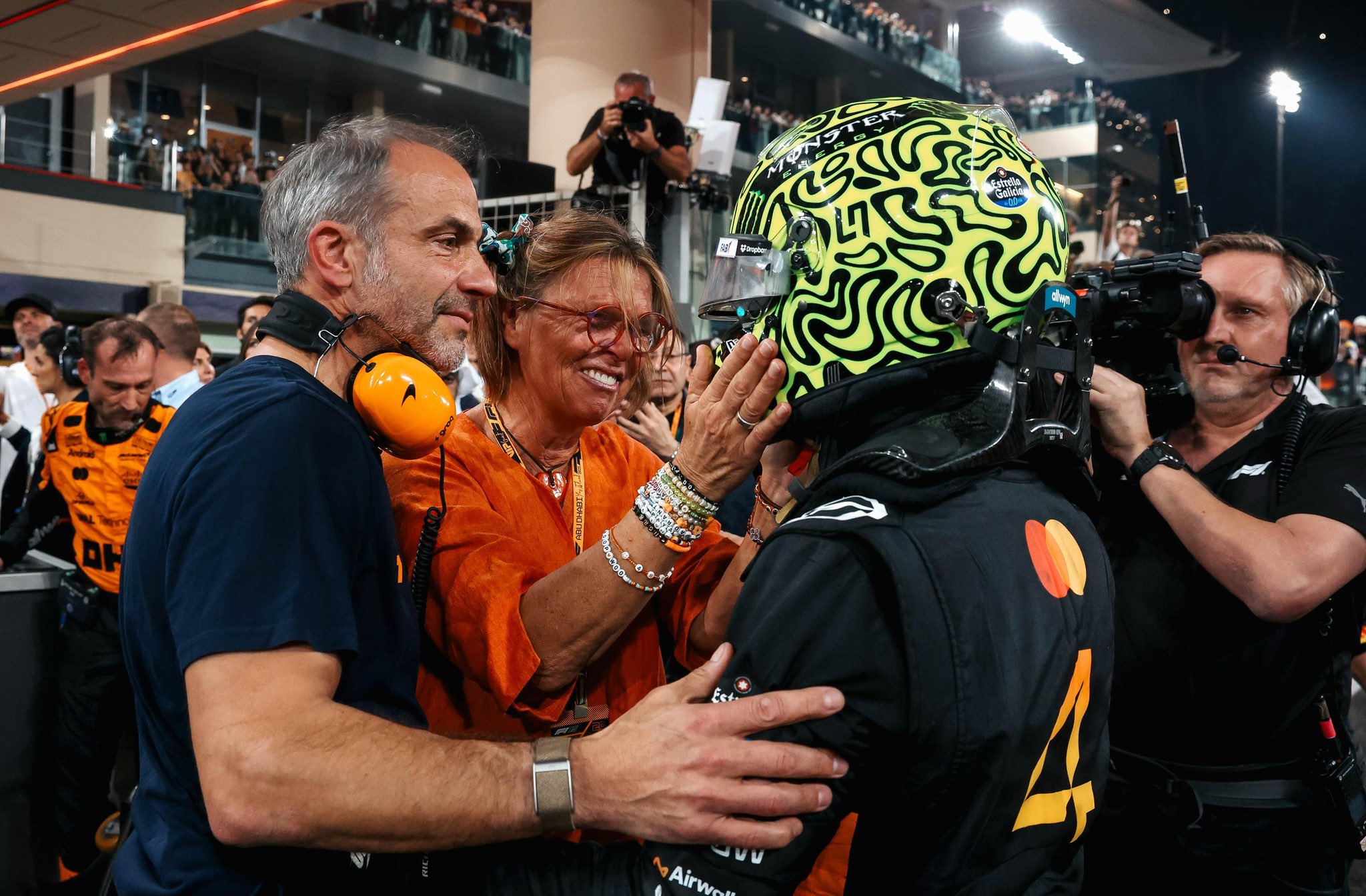 Lando Norris celebrates his first ever F1 world title after the Abu Dhabi GP.