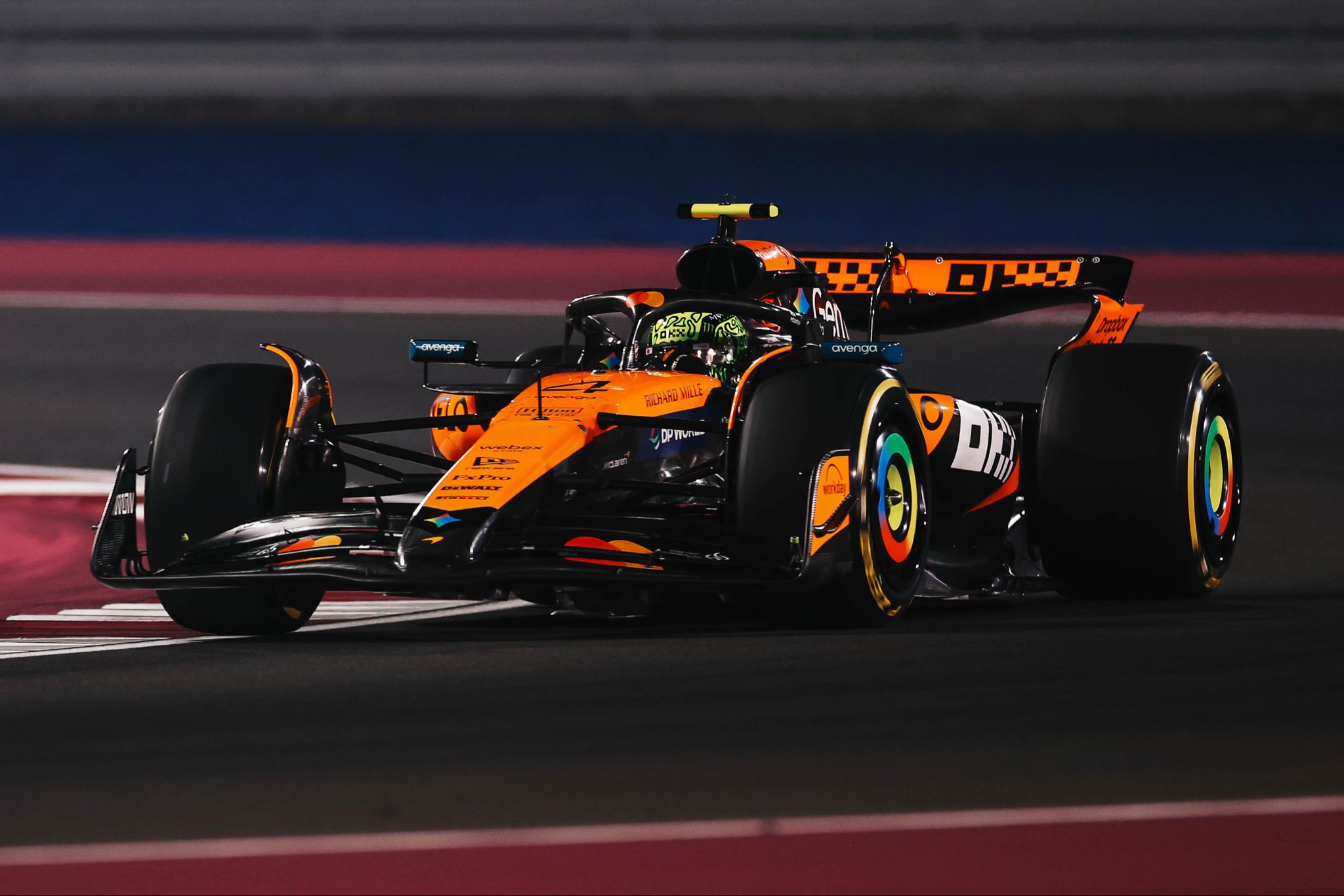 Lando Norris on track during the 2025 F1 Qatar GP.