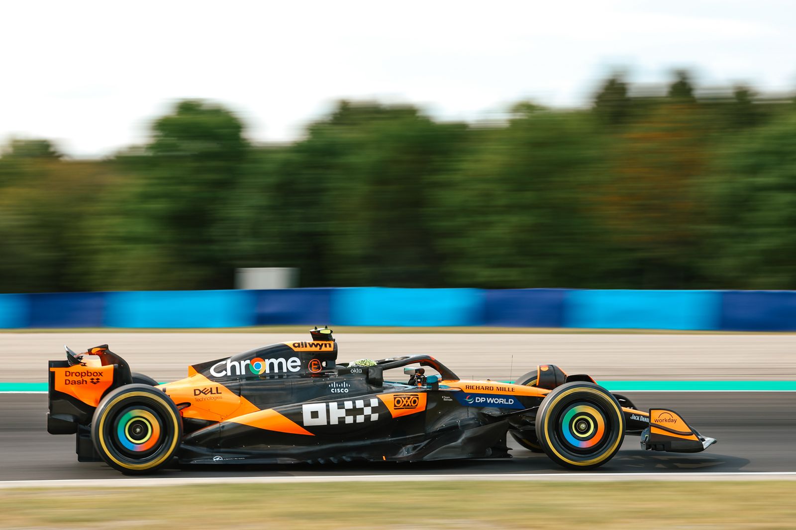 McLaren's Lando Norris in his car during the F1 Hungarian GP FP2 session