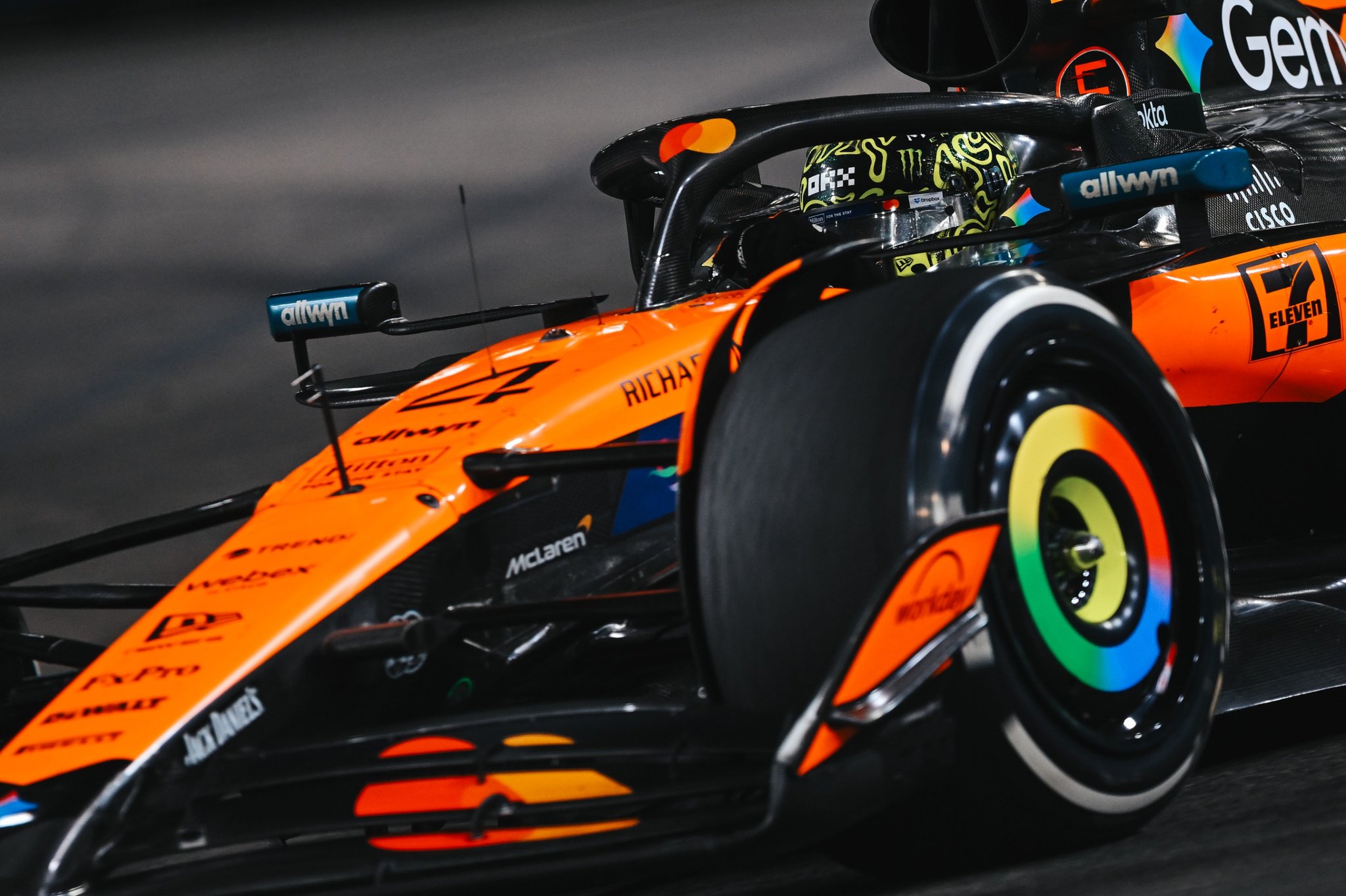 McLaren's Lando Norris on track at the F1 Singapore GP after claiming P3