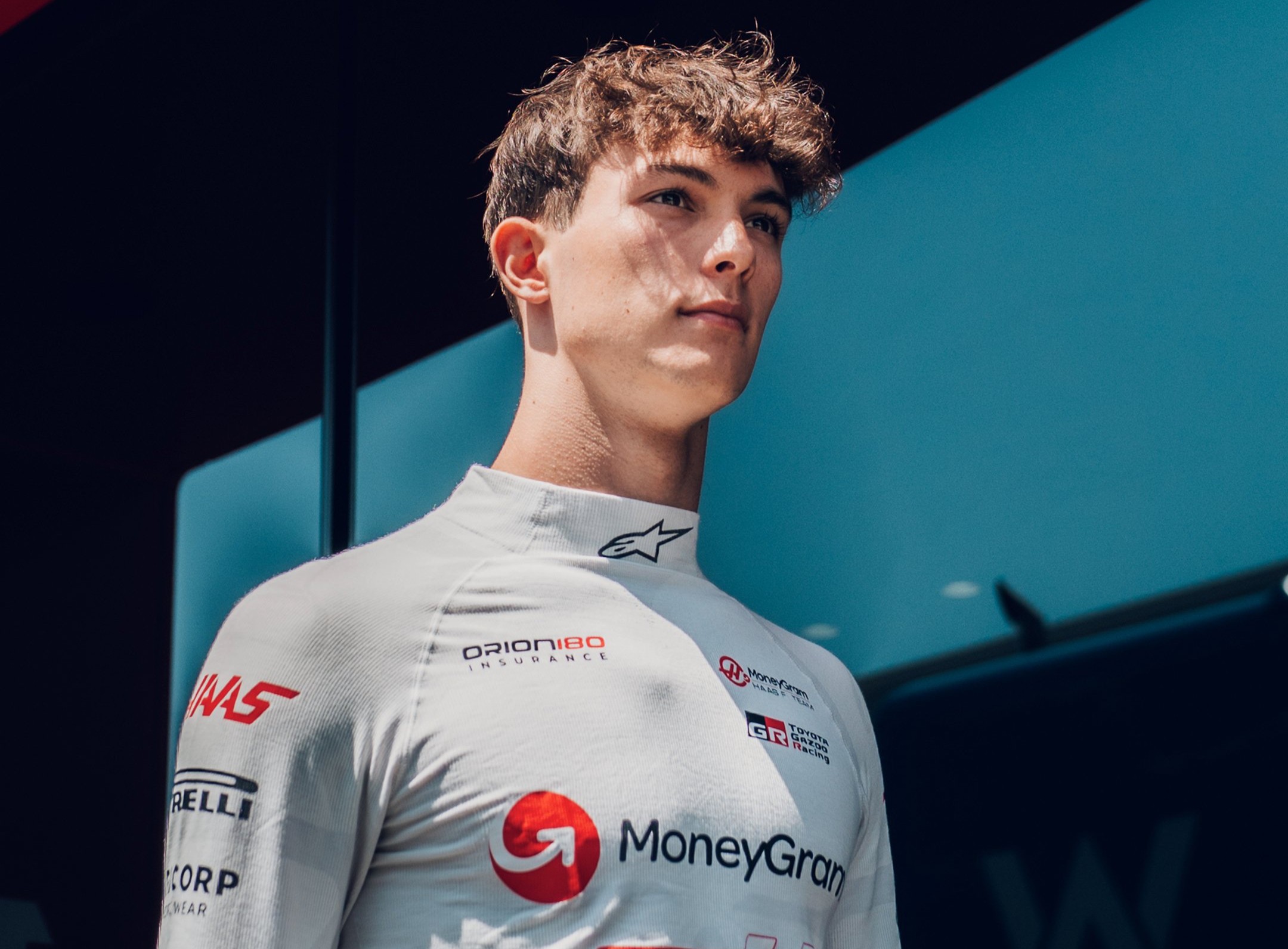 Haas' Oliver Bearman in the paddock before the F1 Spanish GP