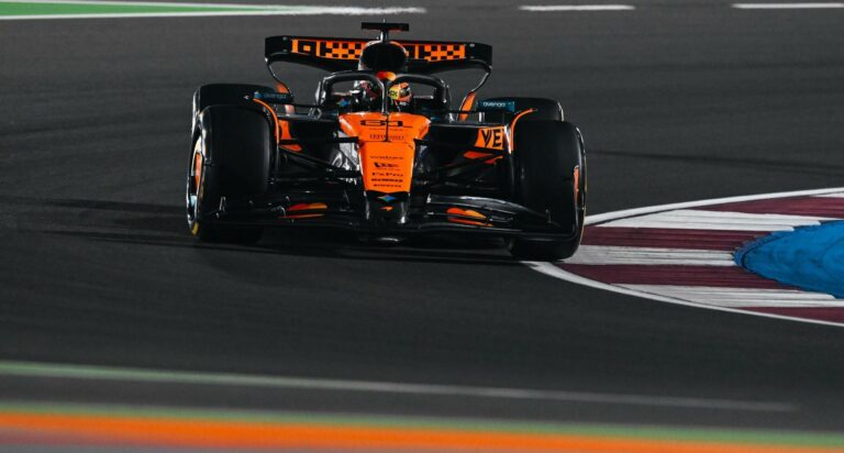 Oscar Piastri in his #81 McLaren during the F1 Qatar GP, P2 finish.
