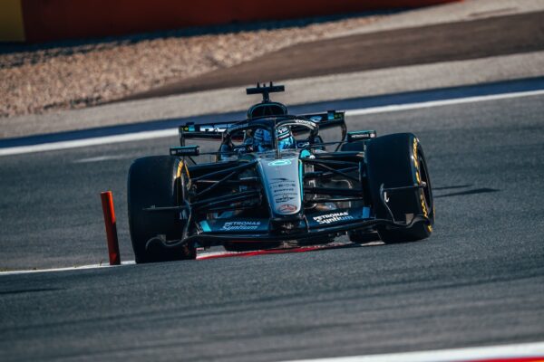 George Russell on track for Mercedes at the 2026 F1 Austrian GP,