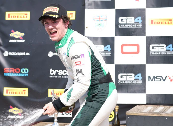 Josh McLean claimed his maiden GB4 Championship victory at Oulton Park, making two excellent starts in a restarted Race 3 to beat Dayton Coulthard.