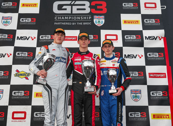 Podium, Race 3, 2025 GB3 Championship, Round 7, Donington Park