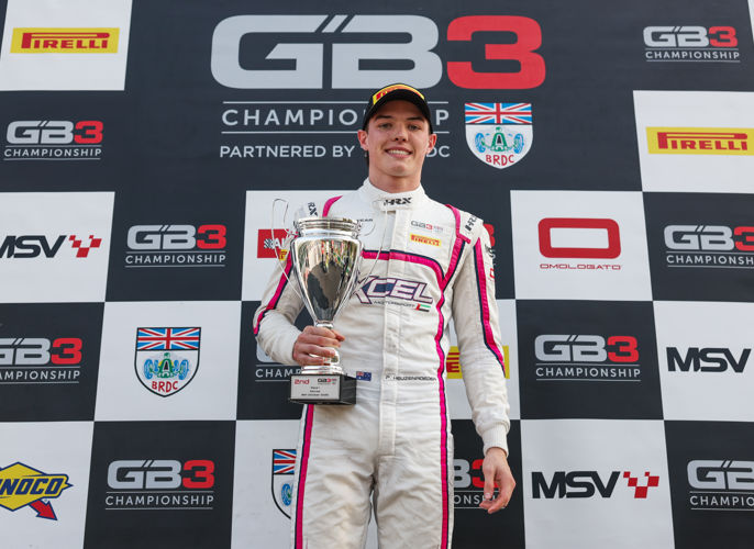 Patrick Heuzenroeder of Xcel Motorsport claimed P2 in Race 1 in Monza at the 2025 GB3 finale