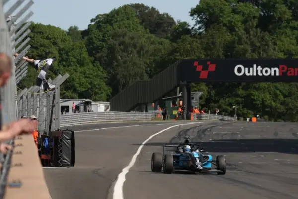 Alex O’Grady claimed his first victory of the 2026 GB4 Championship season at Oulton Park, converting pole position into a controlled Race 2 win for KMR Sport.