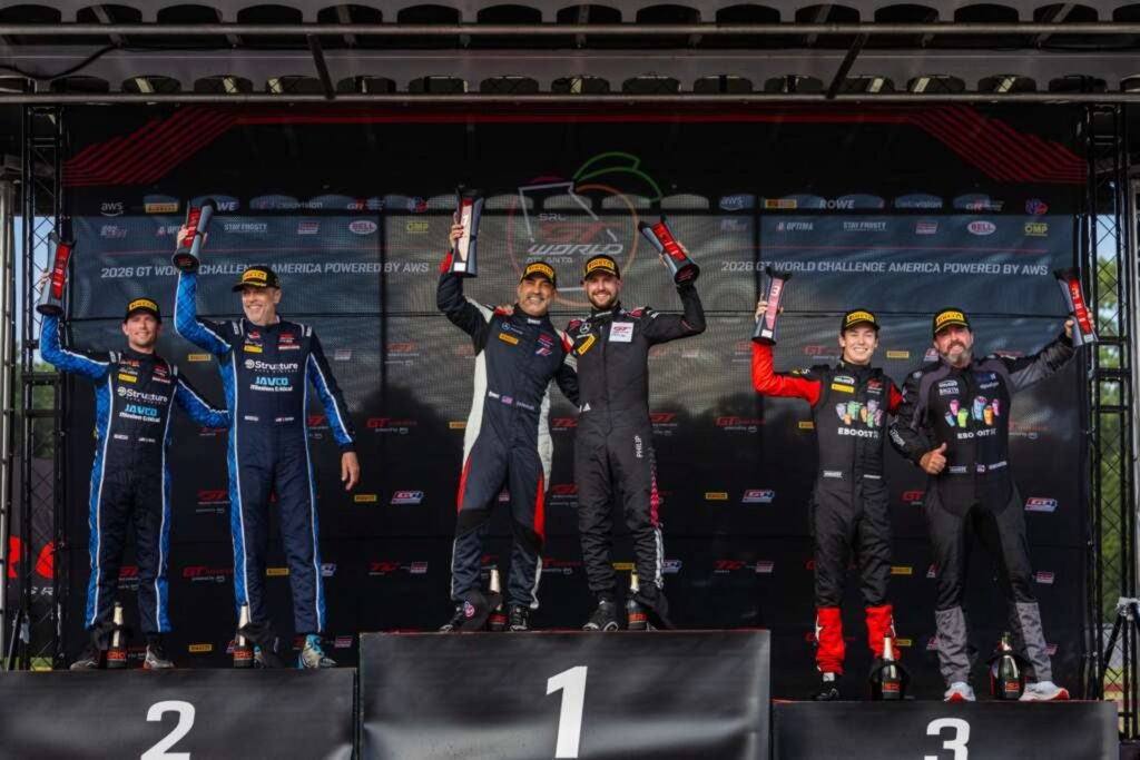 JMF Motorsports claimed the Road Atlanta overall win, while AF Corse USA took its first Pro victory of the 2026 GTWC America season.