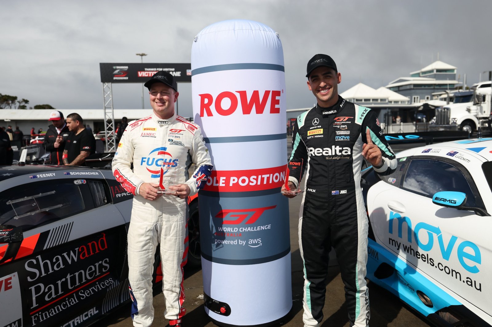 Jayden Ojeda and Brad Schumacher claim Rowe Pole Positions in wet qualifying at GT Festival Phillip Island for GT World Challenge (GTWC) Australia 2026.