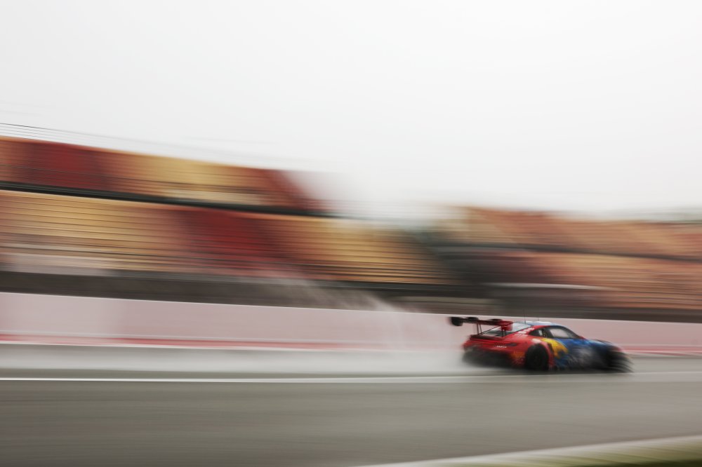 Robin Knutsson leads a rain-soaked 2026 GTWC Europe Barcelona FP2 for Boutsen VDS as Dienst and Vermeulen complete the overall top three.