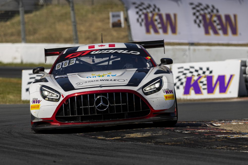 JMF Motorsports wins GTWC America opener at Sonoma as GMG Racing storms to Pro-Am victory in new three-hour format.