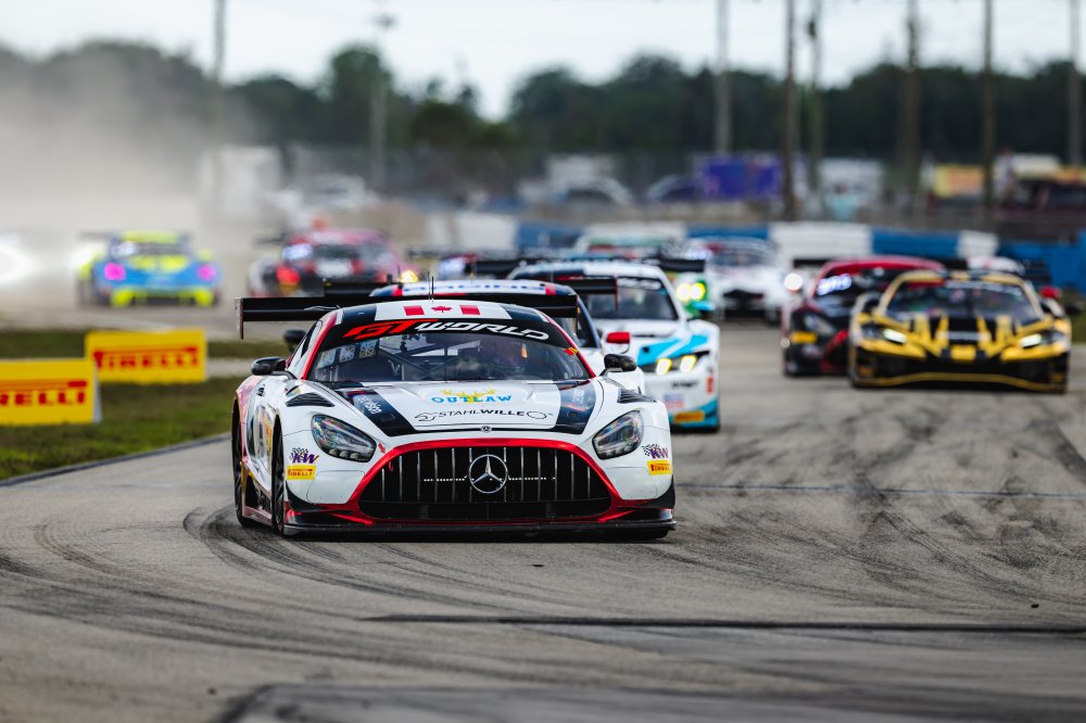 JMF Motorsports and Dome Motorsport earn Mercedes-AMG podiums at Sebring after dramatic 2026 GTWC America and GT4 America battles.