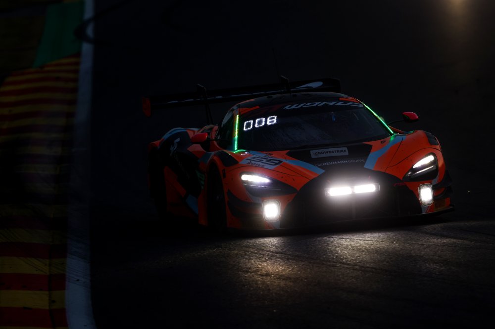 Garage 59 leads at halfway as rain hits 2026 24H Spa, with Ford and Mercedes-AMG trading control through a disrupted four-hour night spell.